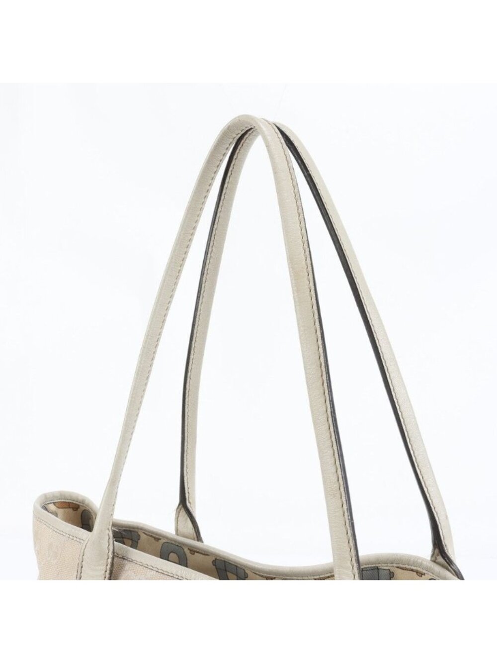 Gucci GG Canvas Leather Tote Shoulder Hand Beige Ree - Picture 2 of 9